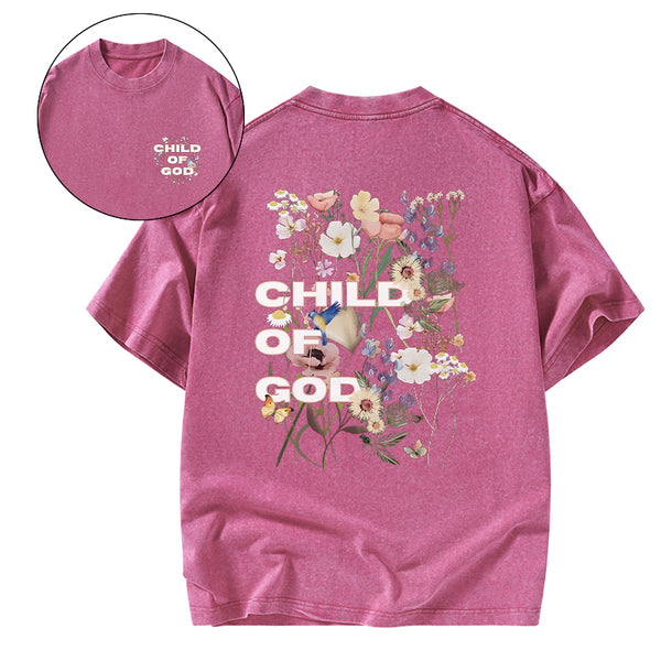 Child Of God Wildflowers Christian Washed T-Shirt