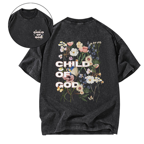 Child Of God Wildflowers Christian Washed T-Shirt