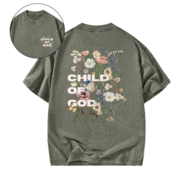 Child Of God Wildflowers Christian Washed T-Shirt