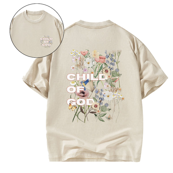 Child Of God Wildflowers Christian Washed T-Shirt