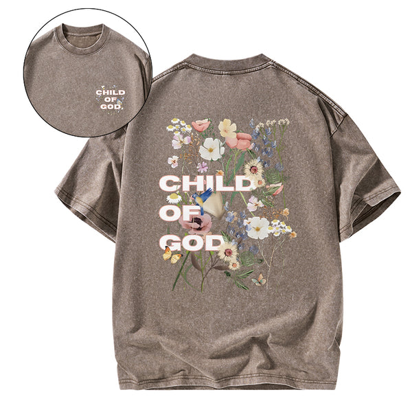 Child Of God Wildflowers Christian Washed T-Shirt