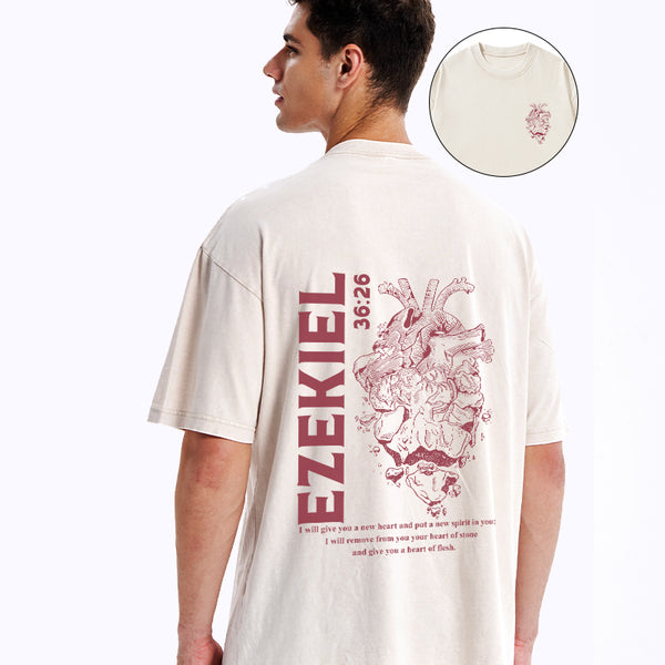 GC-WTSNEW0580 I Will Give You A New Heart And Put A New Spirit Christian Washed T-Shirt