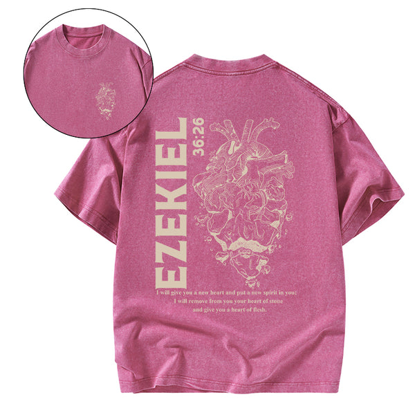 GC-WTSNEW0580 I Will Give You A New Heart And Put A New Spirit Christian Washed T-Shirt