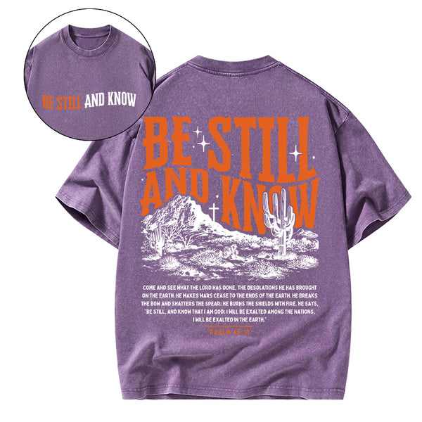 Be Still And Know Christian Washed T-Shirt