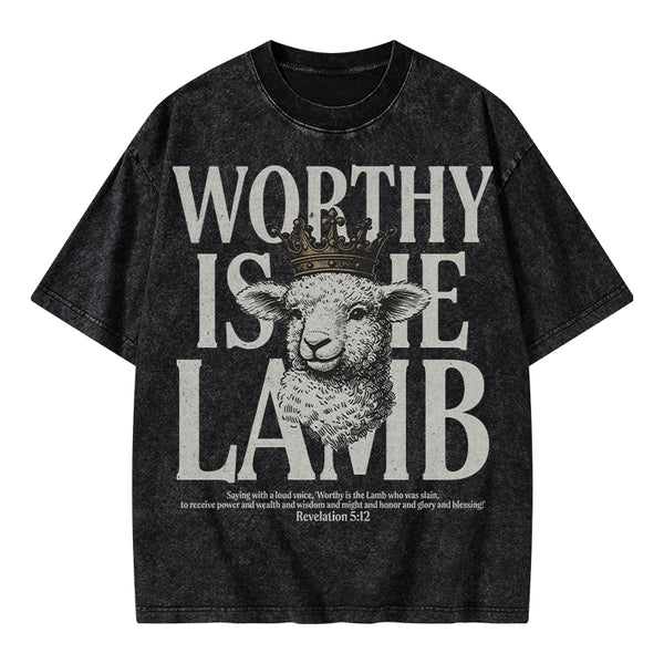 Worthy Is The Lamb Christian Washed T-Shirt