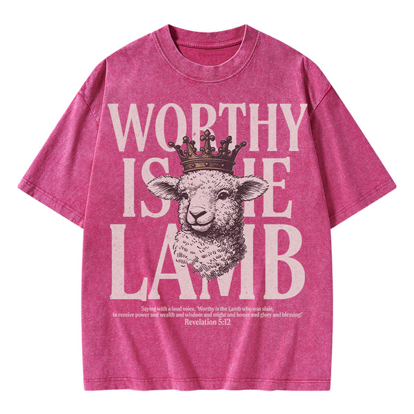 Worthy Is The Lamb Christian Washed T-Shirt
