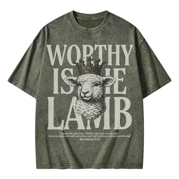 Worthy Is The Lamb Christian Washed T-Shirt