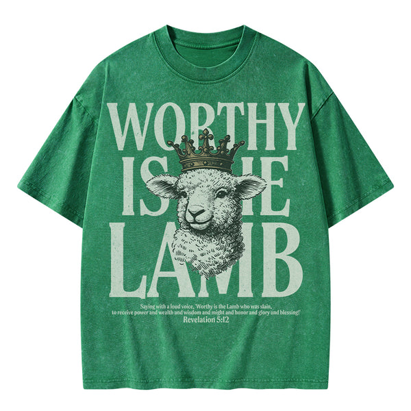 Worthy Is The Lamb Christian Washed T-Shirt