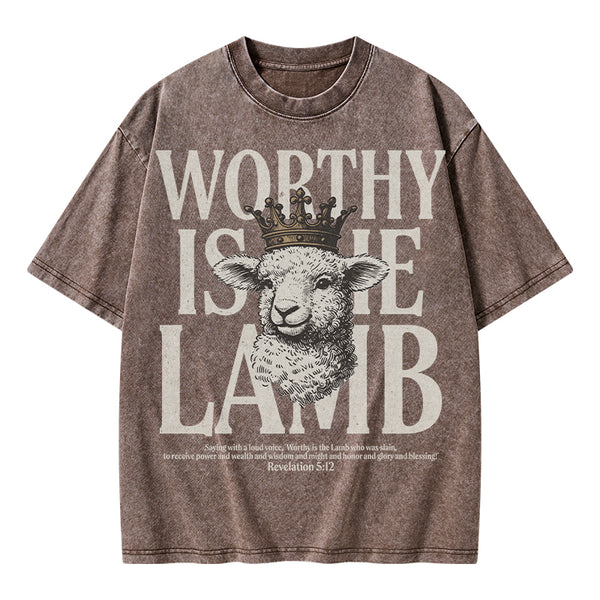 Worthy Is The Lamb Christian Washed T-Shirt