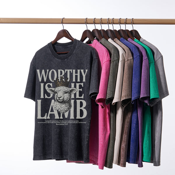 Worthy Is The Lamb Christian Washed T-Shirt