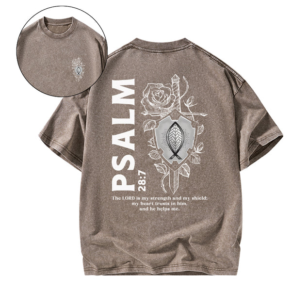 The Lord Is My Strength And Shield Christian Washed T-Shirt