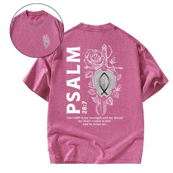 The Lord Is My Strength And Shield Christian Washed T-Shirt