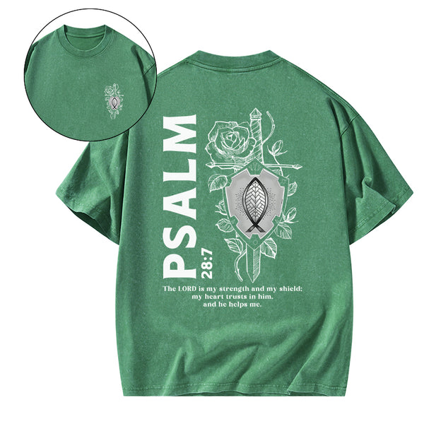 The Lord Is My Strength And Shield Christian Washed T-Shirt