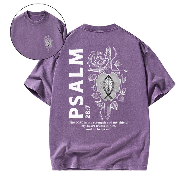 The Lord Is My Strength And Shield Christian Washed T-Shirt