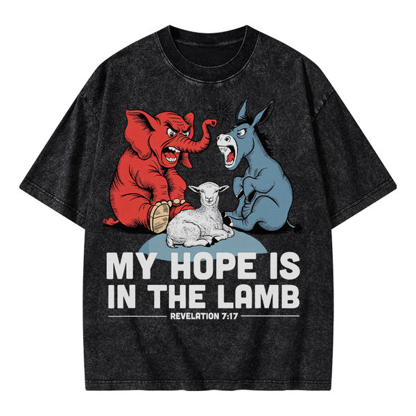 My Hope Is In The Lamb Christian Washed T-Shirt