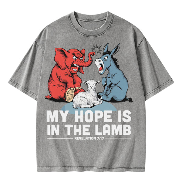 My Hope Is In The Lamb Christian Washed T-Shirt