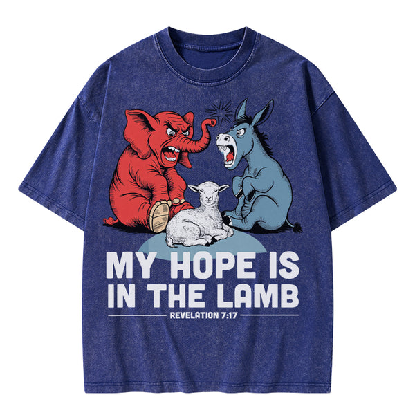 My Hope Is In The Lamb Christian Washed T-Shirt
