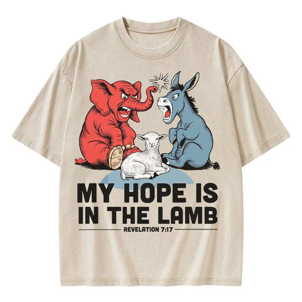 My Hope Is In The Lamb Christian Washed T-Shirt