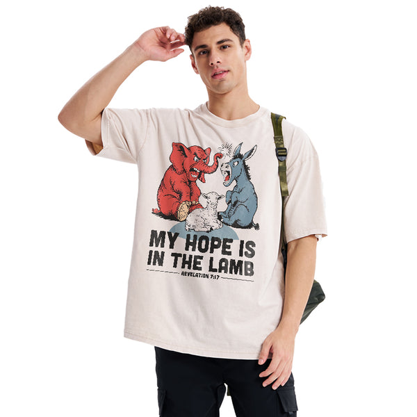 My Hope Is In The Lamb Christian Washed T-Shirt