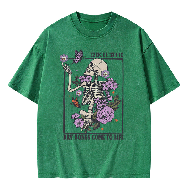 GC-WTSY0026 Dry Bones Come To Life Christian Washed T-Shirt
