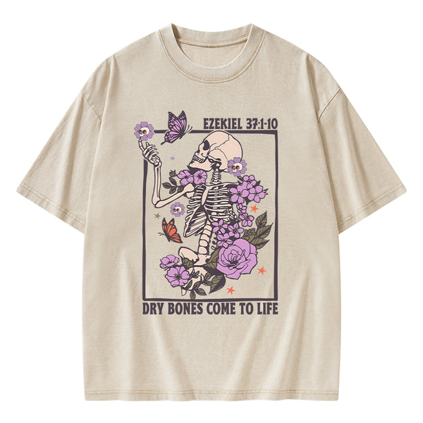 GC-WTSY0026 Dry Bones Come To Life Christian Washed T-Shirt