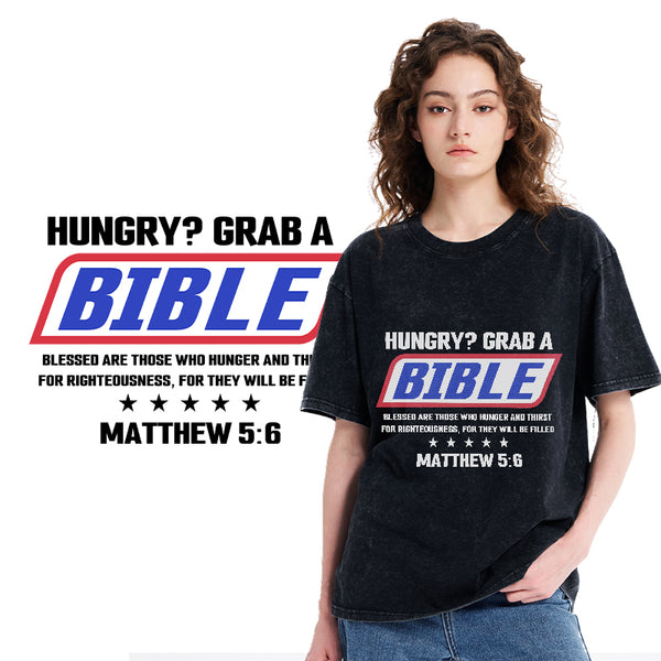 GC-WTSY127 Blessed Are Those Who Hunger And Thirst For Righteousness Christian Washed T-Shirt