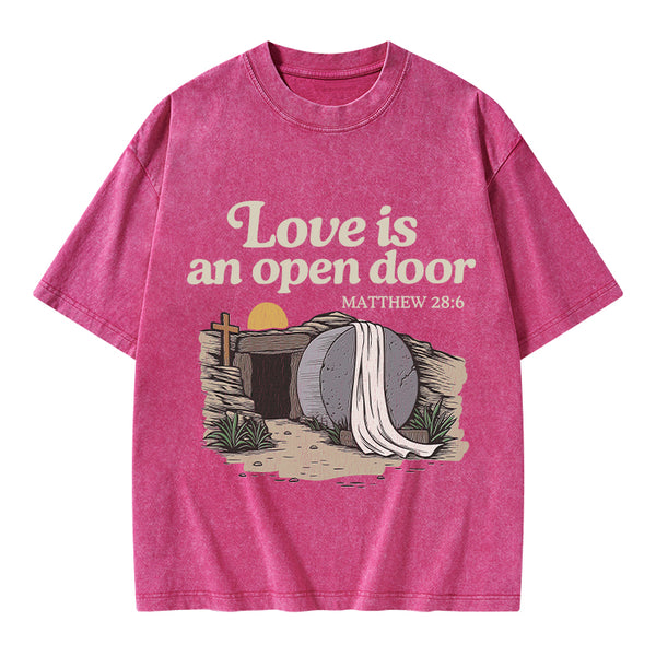 Love Is An Open Door Christian Washed T-Shirt