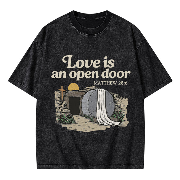 Love Is An Open Door Christian Washed T-Shirt
