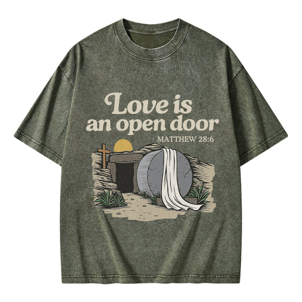 Love Is An Open Door Christian Washed T-Shirt