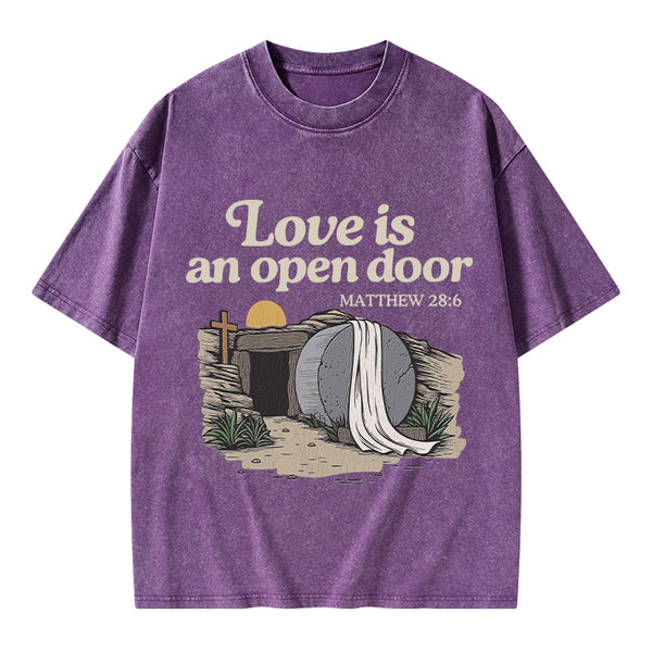 Love Is An Open Door Christian Washed T-Shirt