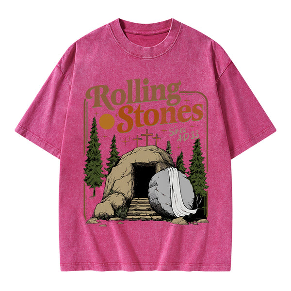 The Stone Was Rolled Away Christian Washed T-Shirt