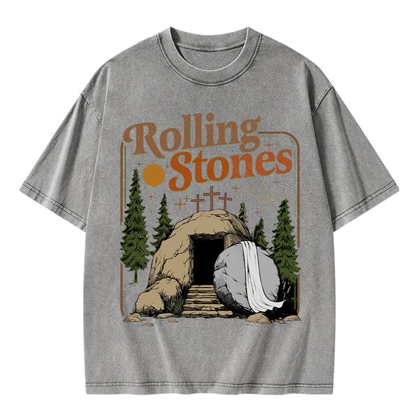 The Stone Was Rolled Away Christian Washed T-Shirt