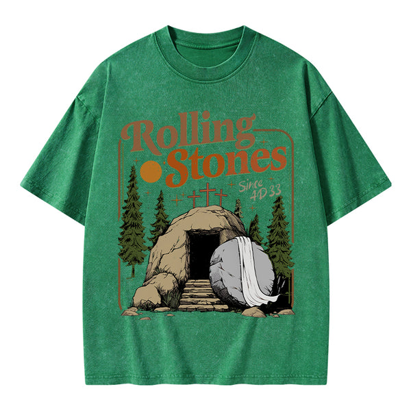 The Stone Was Rolled Away Christian Washed T-Shirt