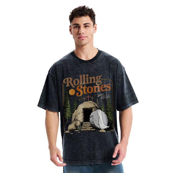 The Stone Was Rolled Away Christian Washed T-Shirt