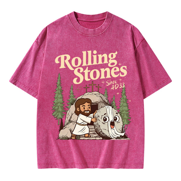 The Stone Was Rolled Away Christian Washed T-Shirt