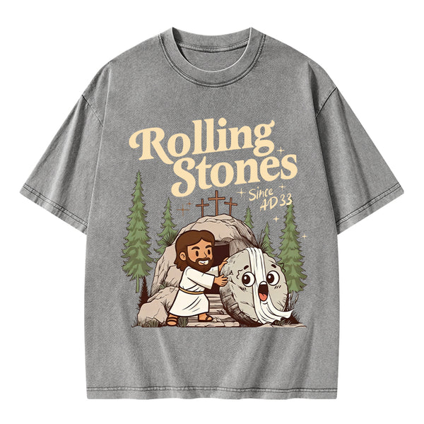 The Stone Was Rolled Away Christian Washed T-Shirt