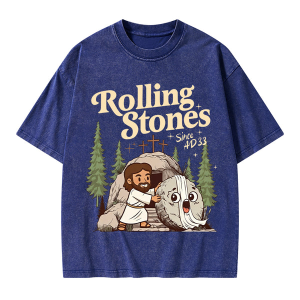 The Stone Was Rolled Away Christian Washed T-Shirt