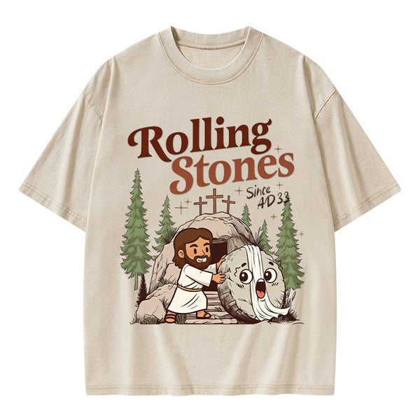 The Stone Was Rolled Away Christian Washed T-Shirt
