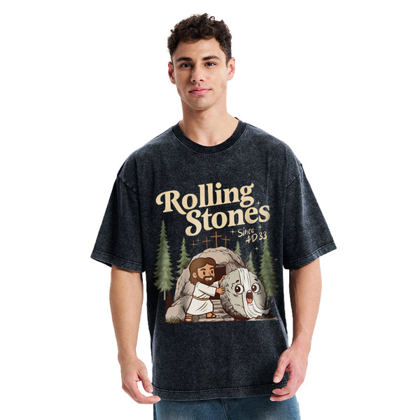 The Stone Was Rolled Away Christian Washed T-Shirt