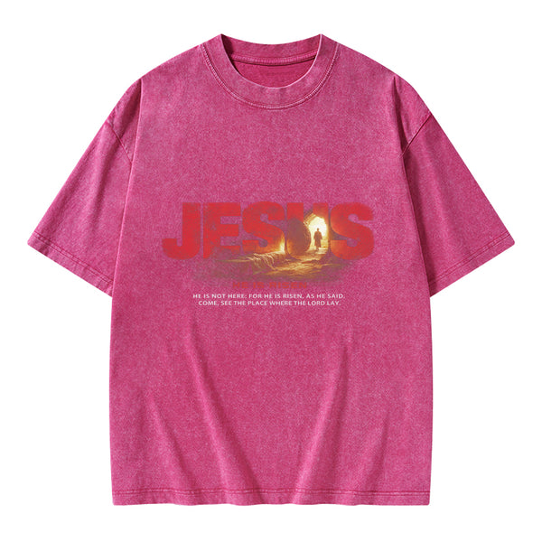 Jesus He Is Risen Christian Washed T-Shirt