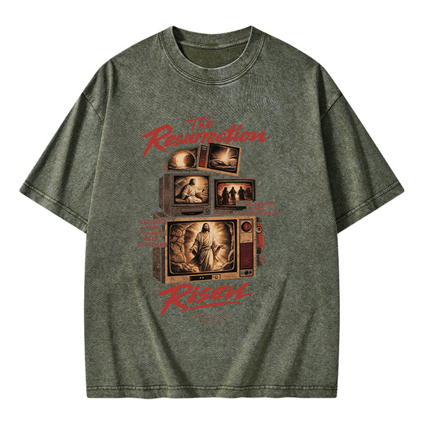 The Resurrection Risen Christian Washed T-Shirt