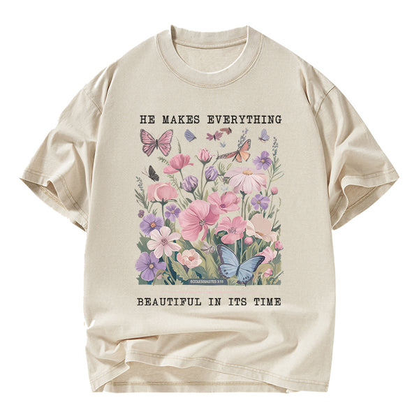 He Makes Everything Beautiful On its Time Christian Washed T-Shirt