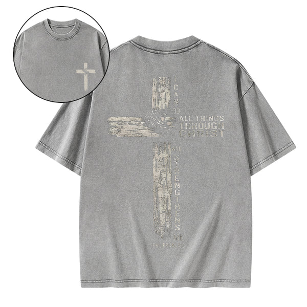 I Can Do All Things Through Christ Christian Washed T-Shirt