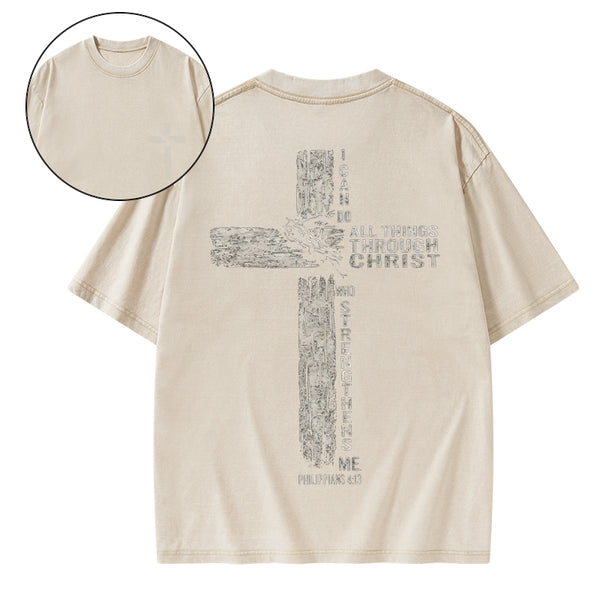 I Can Do All Things Through Christ Christian Washed T-Shirt