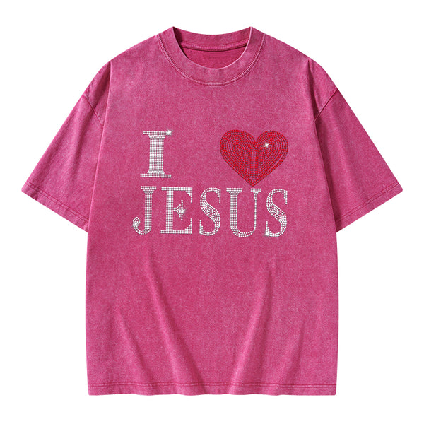 I Love Jesus Christian Washed T-Shirt
