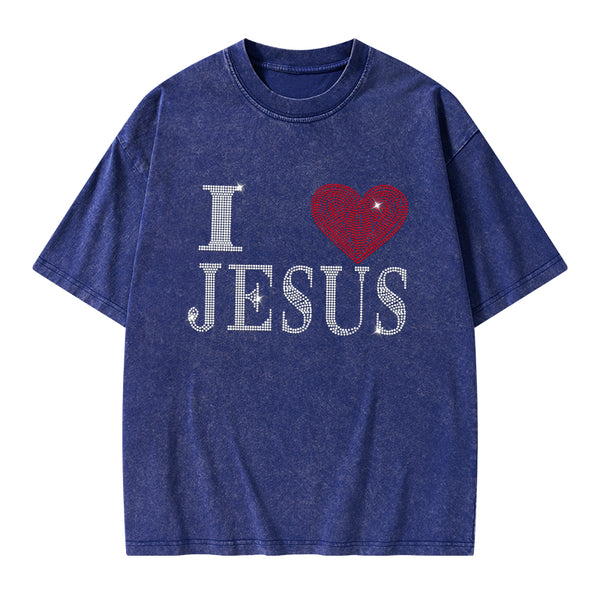 I Love Jesus Christian Washed T-Shirt