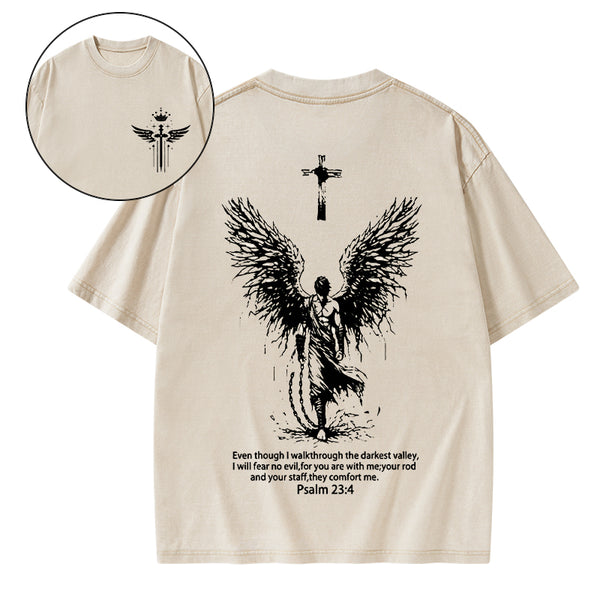 I Will Fear No Evil Christian Washed T-Shirt
