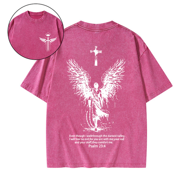 I Will Fear No Evil Christian Washed T-Shirt