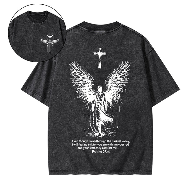 I Will Fear No Evil Christian Washed T-Shirt