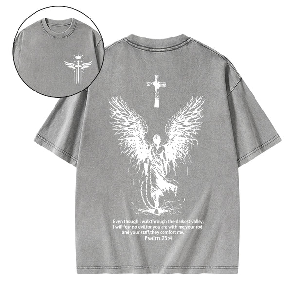 I Will Fear No Evil Christian Washed T-Shirt